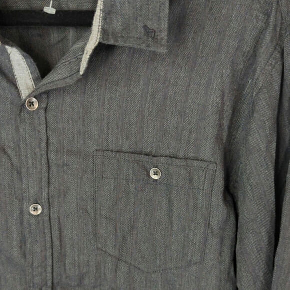 Burnside Black Cotton Long Sleeves Button-Down Shirt Large - Picture 4 of 7